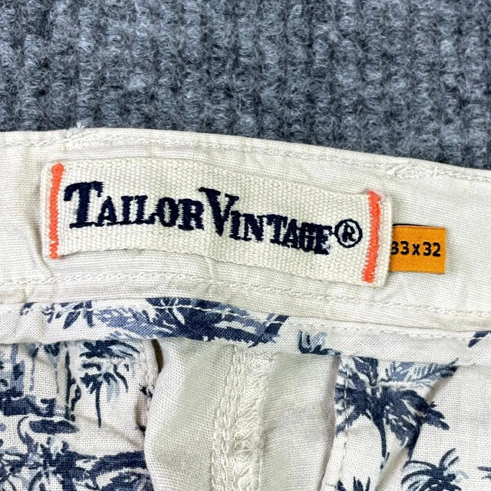 Tailor Vintage Chino Pants Men's 33x32 Beige Comfort Stretch Slim Fit Streetwear